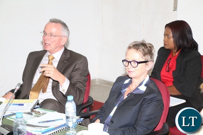 Dr. William Janssen Lead Agriculture Economist World Bank flanked by Ina Ruthenberg is the world Bank Country Manager- Zambia during World Bank Zambia appearing before Parliamentary Accounts Committee at Parliament