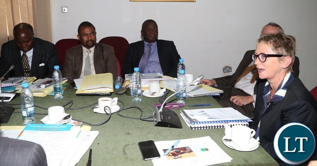 Ina Ruthenberg world Bank Country Manager- Zambia speaking Parliamentary Accounts Committeduring with her World Bank Zambia term during the meeting with Parliamentary Accounts Committee at Parliament