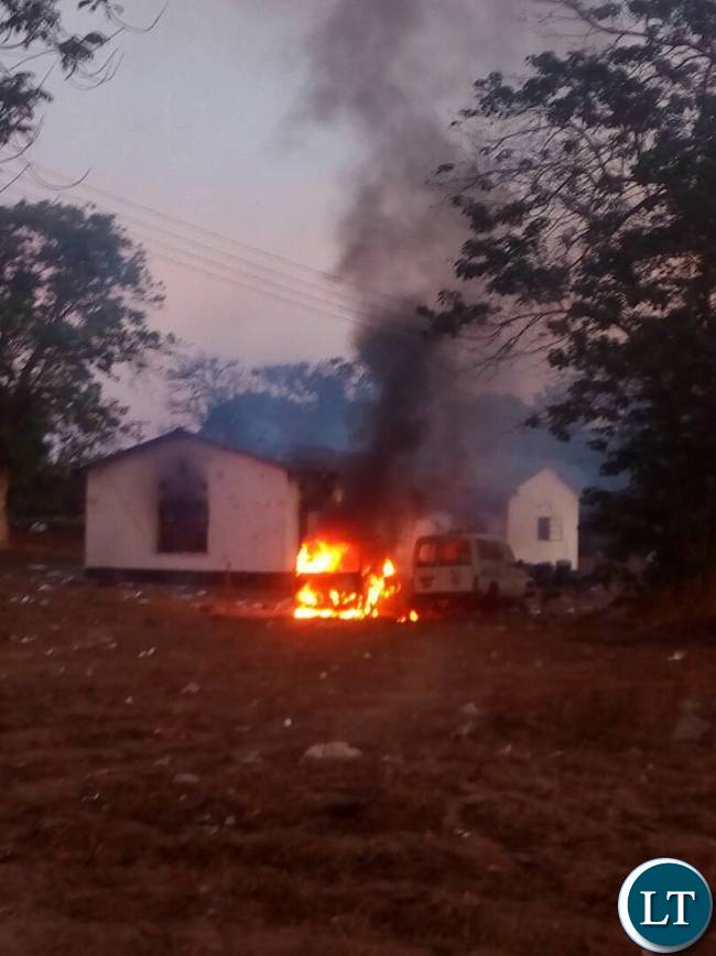 Burnt down Mufumbwe Police Station