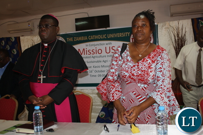 Bishop Kasonde and Ministry of Livestock and Fisheries Deputy Director Dr. Christine Yambayamba.