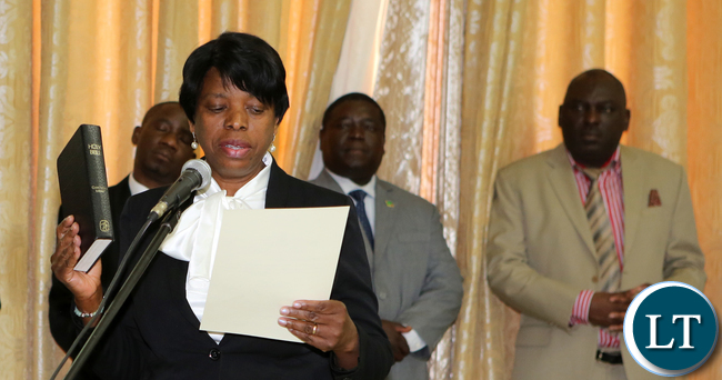 President Edgar Lungu Swearing in Mrs Cecilia Nsenduluka Mbewe - Clerk of the National Assembly at Statehouse