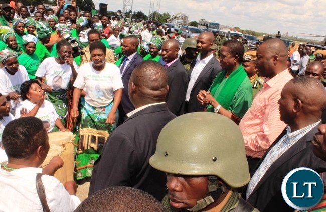 President Edgar Lungu joins the PF choir in dancing after his arrived at Simon Mwansa Kapwepwe Airport in Ndola. Picture by TISA BANDA NKHOMA/ZANIS.