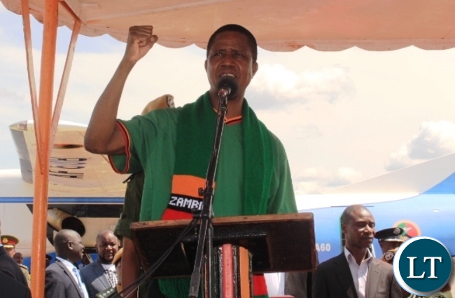 President Edgar Lungu flashes the PF symbol before addressing people at Simon Mwansa Kapwepwe Airport in Ndola on Saturday. Picture by TISA BANDA NKHOMA/ZANIS. President Edgar Lungu flashes the PF symbol before addressing people at Simon Mwansa Kapwepwe Airport in Ndola on Saturday. Picture by TISA BANDA NKHOMA/ZANIS.