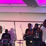 Chanda Mbao performing alongside Kaladoshas (left)