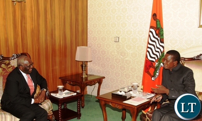 President Edgar Lungu speaks when he met Commonwealth special envoy Professor Ibrahim Gambari at State House