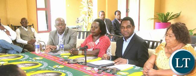 HH with the UPND leadership during the press briefing
