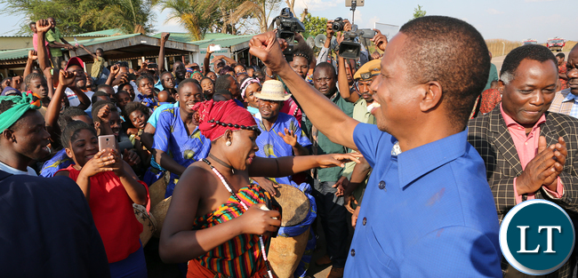President Edgar Lungu arrive at Solwezi airport greets the Crowd that welcomed him