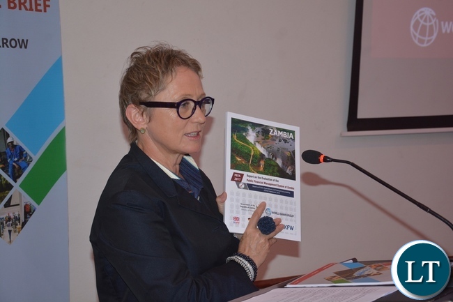 World Bank Country Manager Ina Ruthenberg explains on the book called Zambia Economic Brief shortly before the World Bank Launches of the tenth of Zambia Economic Brief at Pamondzi Hotel