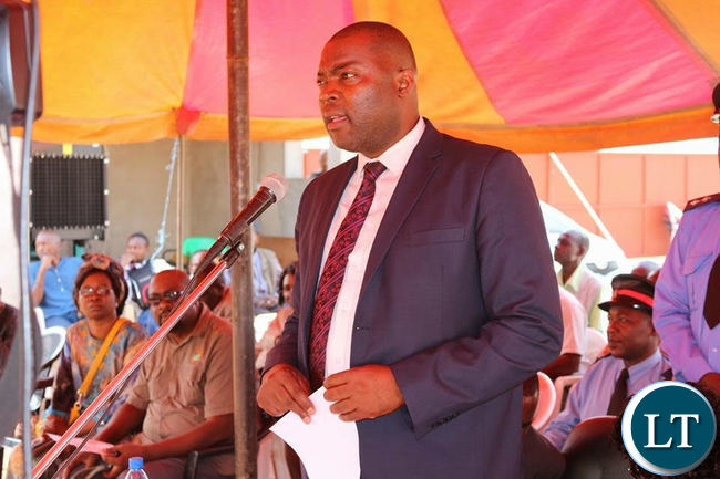 Copperbelt Minister Bowman Lusaka Lusambo during the commissioning of a a Solar Milling Plant