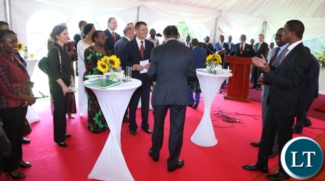 President Edgar Lungu interacts with High Commissioners and Ambassadors at State House during the New year greeting ceremony with Diplomats and Ambassador accredited to the republic of Zambia