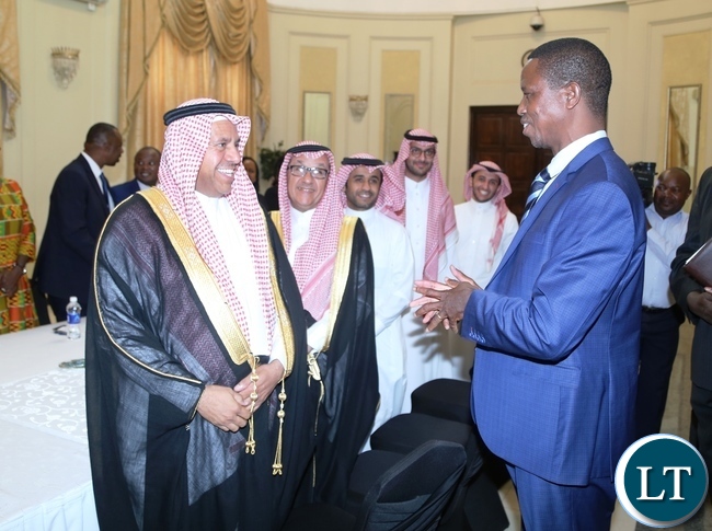 President Edgar Lungu welcomes Ambbassodor of the Kingdom of Saudi Arabia Abdullah Alowalfeer and his term when the Saudi Arabia called on the first lady at State House