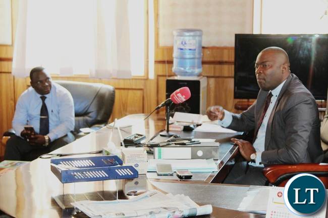 Copperbelt Minister Bowman Lusambo addressing the media during a press briefing at his office in Ndola