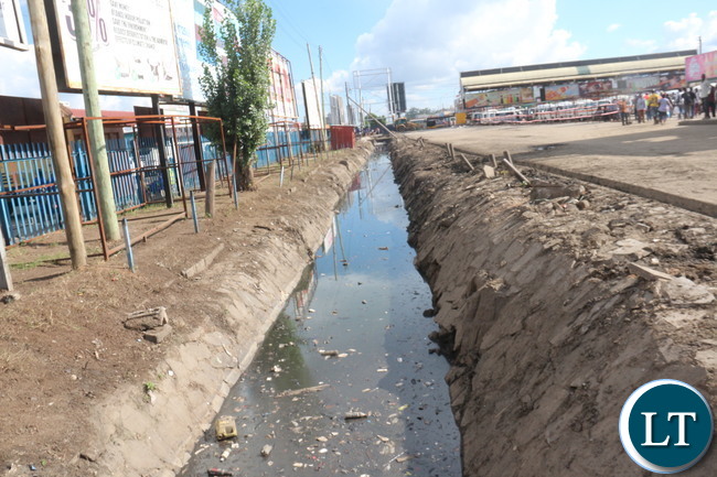 Lumumba drainage along City Market bus station after the Army clean up