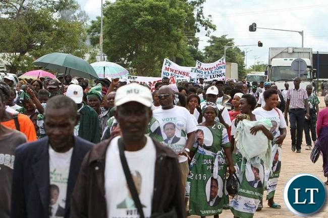 PF Luapula cadres marching against Mr Kalaba