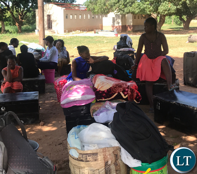 Some of disappointed learners of Chongwe's Mukamambo Girls Boarding School pupils waiting for transport back home after the school was abruptly shut Some of disappointed learners of Chongwe's Mukamambo Girls Boarding School pupils waiting for transport back home after the school was abruptly shut