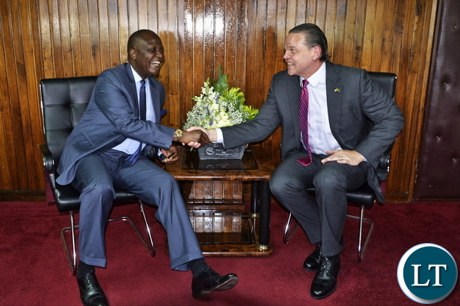 United States Ambassador To Zambia Daniel Foote with Finance Minister Felix Mutati
