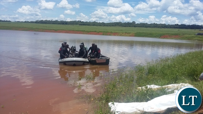 Commandos captured searching for the remaining body in the dam where the six pupils drowned. Picture by SUNDAY BWALYA/ZANIS