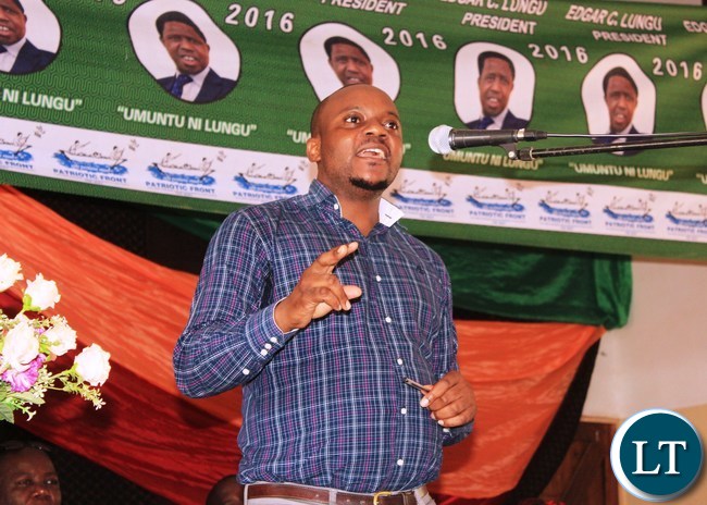 Patriotic Front Media Deputy Director addresses party members at the PF Mobilization meeting in Lufwanyama District