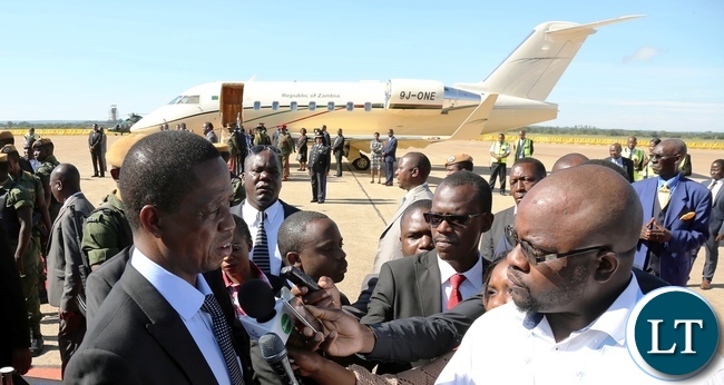 President Lungu speaking to Journalist before leaving for Rwanda