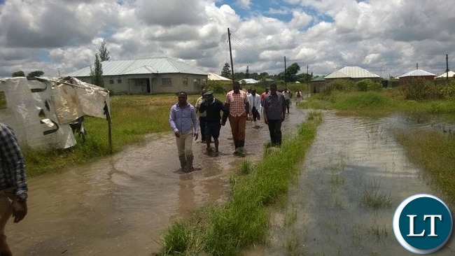 Central Province Permanent Secretary, Chanda Kabwe touring the flooded place