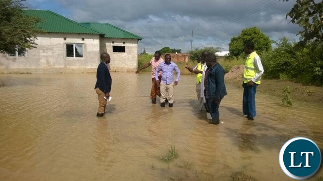 Central Province Permanent Secretary, Chanda Kabwe touring the flooded place