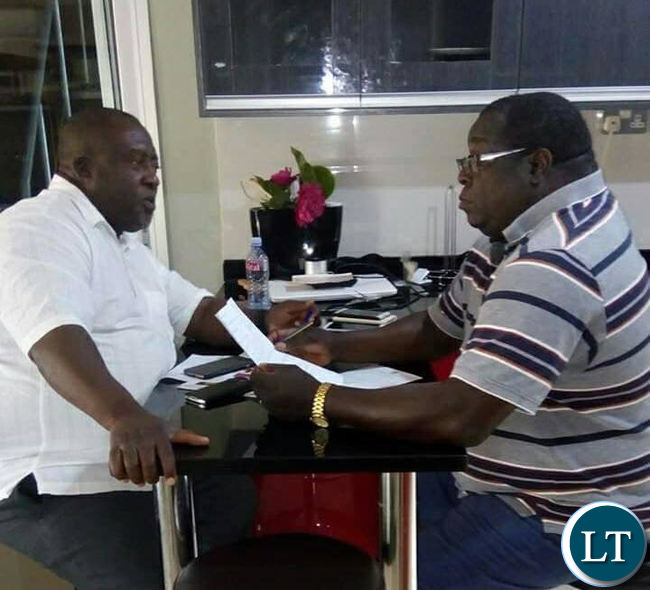 NDC Secretary General Mwenya Musenge and NDC Political Consultant Chishimba Kambwili
