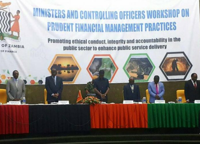 President Edgar Lungu at Mulungushi International Conference for the Official opening of Ministers and Controlling officers Workshop on Prudent Financial Management Practices Theme: Promoting ethical conduct, Integrity and accountability in the public sector to enhance service delivery.