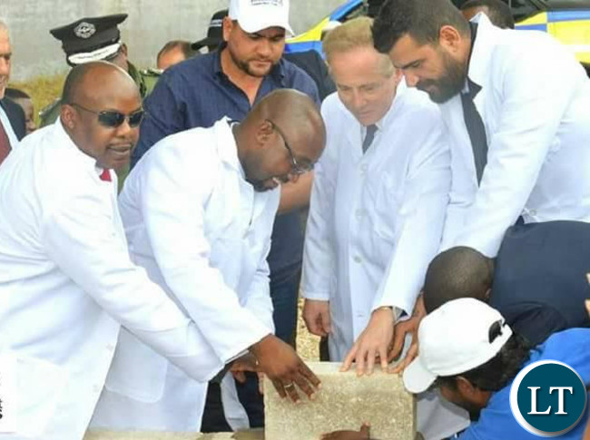 Transport Minister Brian Mushimba with officials from Lamasat and Kapsch Group during the unveiling ceremony of the Intelligent Mobility Solutions (IMS), a PPP that will run road traffic system in Zambia.