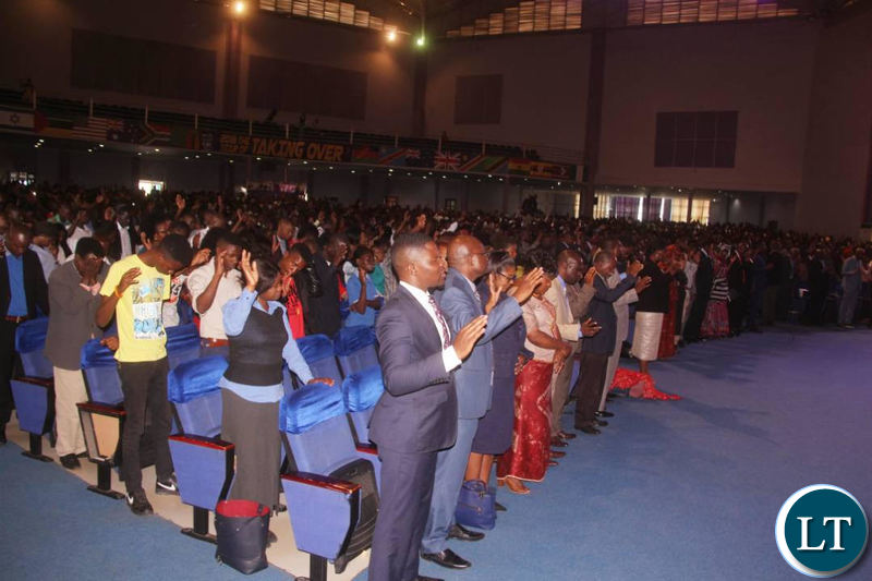 The UPND leadership attending a church service at Bread of Life Church's Blessings Centre in Lusaka.