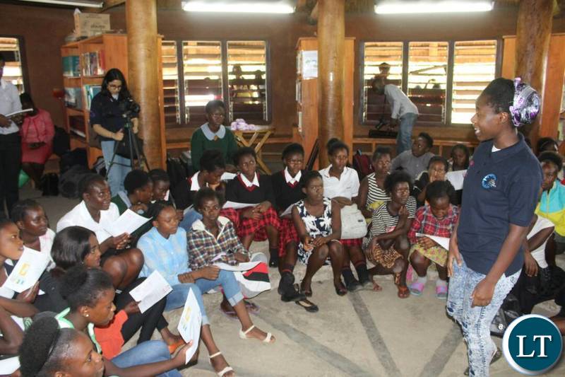 The Sanitary Pads handover ceremony held at Lubuto Library Partners Model Library in Garden Compound