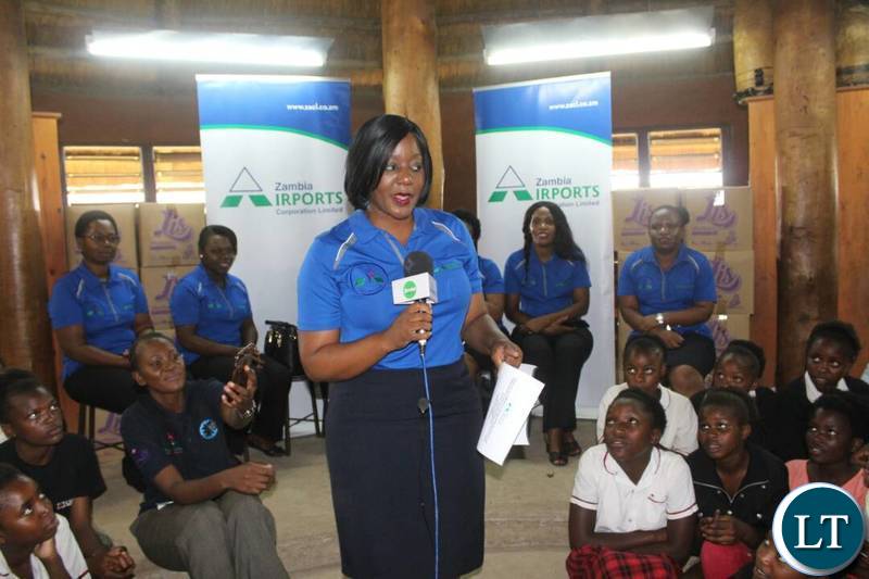 The Sanitary Pads handover ceremony held at Lubuto Library Partners Model Library in Garden Compound
