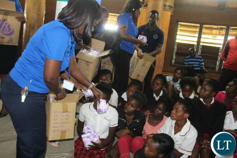 The Sanitary Pads handover ceremony held at Lubuto Library Partners Model Library in Garden Compound