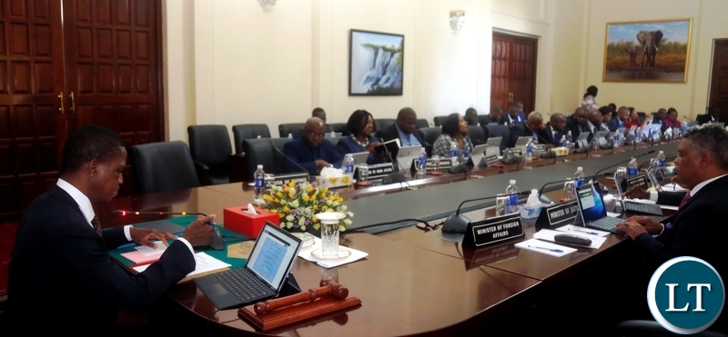 President Edgar Lungu (left) chairs the Fifth Cabinet Meeting at State House in Lusaka on Monday, March19,2018. PICTURE BY SALIM HENRY/STATE HOUSE ©2017