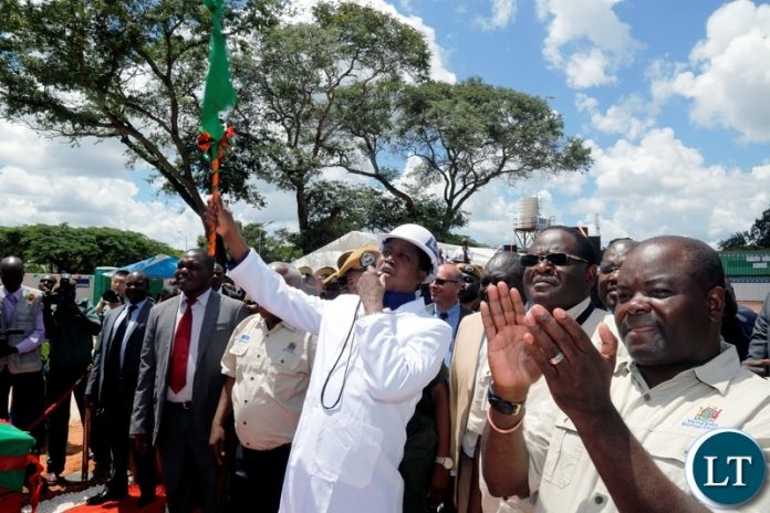 President Edgar Chagwa Lungu (centre) flags off the construction project during the ground breaking ceremony for the upgrading of the Maina Soko Medical Centre in Lusaka on Thursday,March 22,2018. PICTURE BY SALIM HENRY/STATE HOUSE ©2018