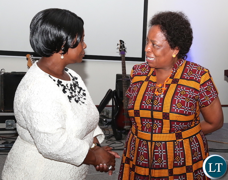 First Lady Esther Lungu with Labour Minister Joyce Nonde