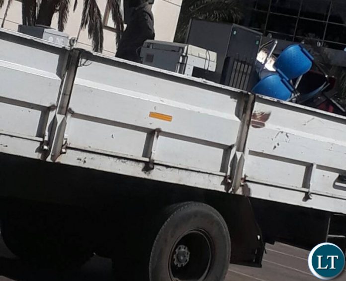 Truck at Football House collecting items from FAZ offices