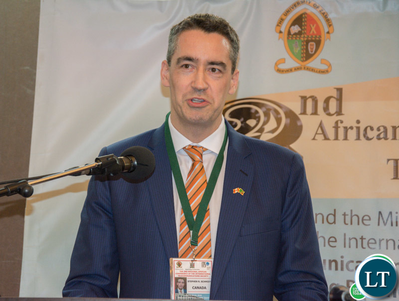 International Telecommunications Society Chairman Dr Stephen Schmidt speaking during a Cocktail party hosted for delegates attending the Second Regional African Conference