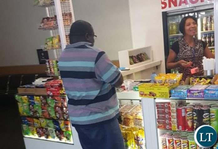 Mr Kambwili at OR Tambo International Airport in South Africa this morning before leaving for Ndola.