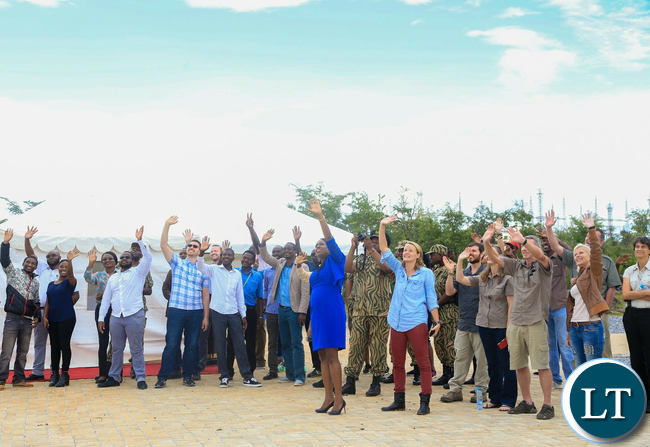WWF Zambia officials, officials from the Ministry of Tourism and Arts and DNPW view the drones demonstration