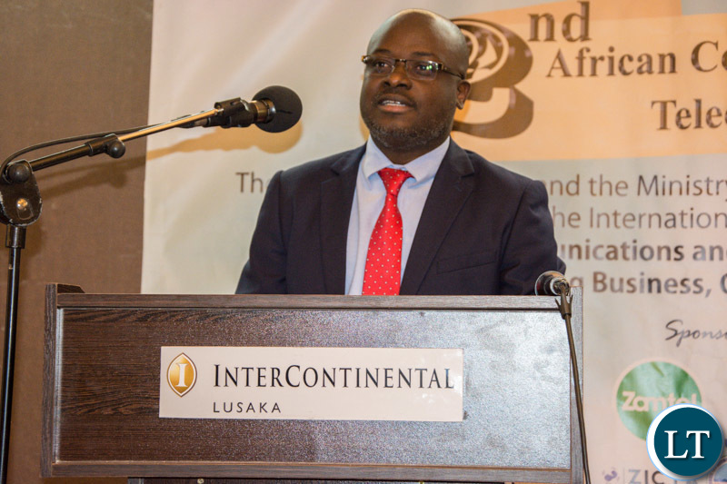 Zamtel CEO Sydney Mupeta speaking during a Cocktail party hosted for delegates attending the Second Regional African Conference in Lusaka