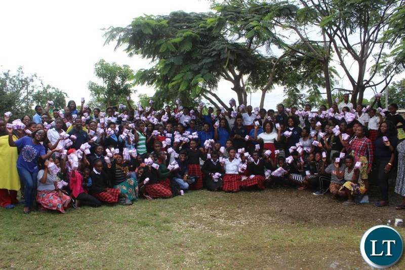 The Sanitary Pads handover ceremony held at Lubuto Library Partners Model Library in Garden Compound