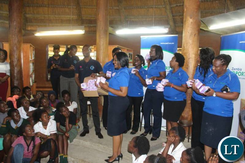 The Sanitary Pads handover ceremony held at Lubuto Library Partners Model Library in Garden Compound