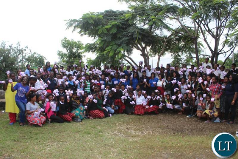The Sanitary Pads handover ceremony held at Lubuto Library Partners Model Library in Garden Compound