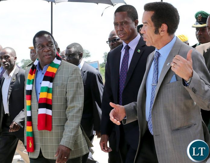 President Edgar Chagwa Lungu with Zimbabwean President Emerson Mnangagwa and Botswana President Seretse Khama Ian Khama President Edgar Chagwa Lungu with Zimbabwean President Emerson Mnangagwa and Botswana President Seretse Khama Ian Khama