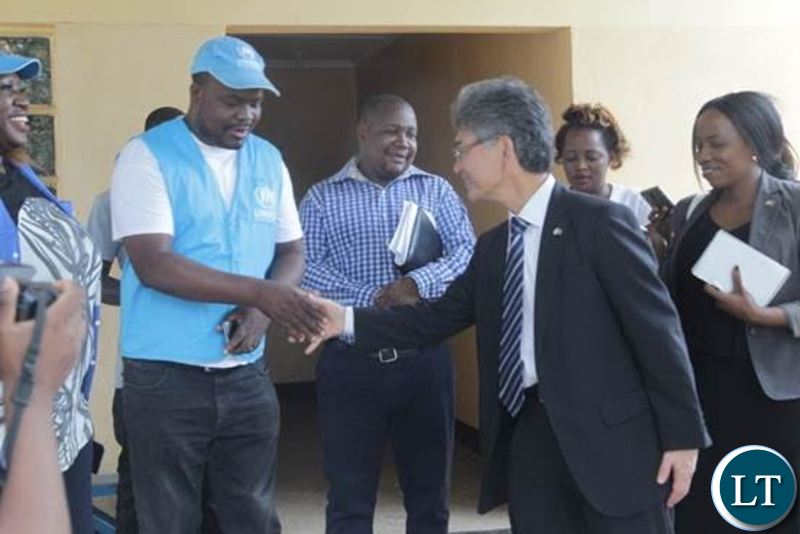 Japan’s Ambassador to Zambia, H.E. Hidenobu Sobashima during the Donation
