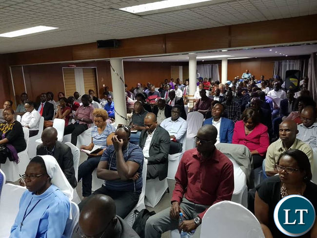 Members of the audience that attended the public discussion organized by the Oasis Forum in Lusaka on Tuesday evening.