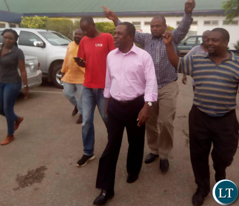 Rainbow Party Secretary General Wynter Kabimba at CfB Medical Centre when he went to visit Mr Kambwili.