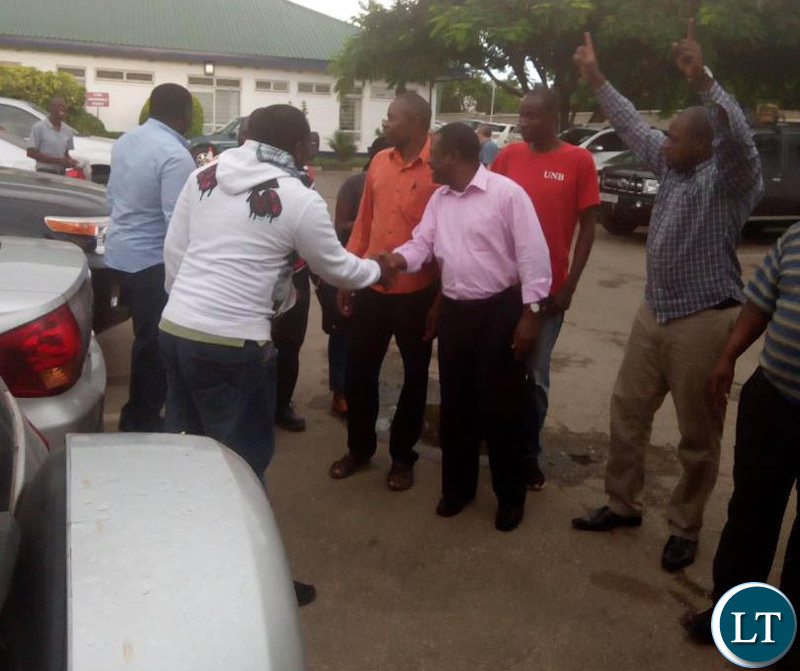 Rainbow Party Secretary General Wynter Kabimba at CfB Medical Centre when he went to visit Mr Kambwili.