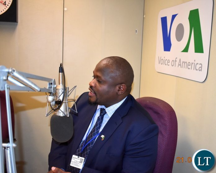 Minister of National Development Planning Alexander Chiteme on Voice of America (VOA) Nightline Africa in Washington DC, USA, on Saturday 21 April 2018. PHOTO | CHIBAULA D. SILWAMBA | MNDP