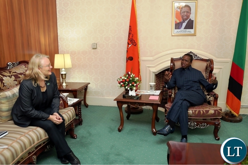 Find herewith pictures for your possible use. President Edgar Lungu with United Nations Coordinator in Zambia who is also United Nations Development Programme (UNDP) Resident Representative Ms Janet Rogan when she paid a courtesy call on the Head of State at State House on Wednesday, 4th April, 2018. Pictures by Eddie Mwanaleza